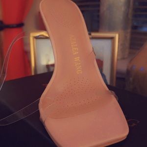 Size 7 Plastic Bubble Heel Clear Plastic Strap with Buckle Open Toe Heel Sandals